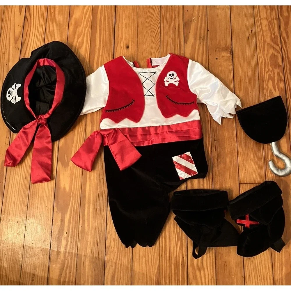 koala kids pirate costume size 12 M Halloween Hat Boots Suit Hook